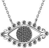 925 Sterling Silve Eye Necklace Protective Amulet Gift Crystal Cubic Zirconia Jewelry