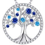  Silver Tree of Life Blue Topaz Necklace Pendants