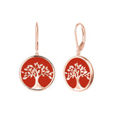 Tree of Life Dangle Earrings Sterling Silver Natural  Red Onyx Mother of Pearl Fine Jewelry