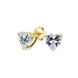 Cubic Zirconia Heart AAA CZ Solitaire Stud Earrings For Women 925 Sterling Silver