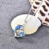 925 Sterling Silver Blue Fire Opal Dolphin Necklace Pendant