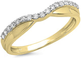 0.25 Carat (ctw) 14K Gold White Diamond Wedding Stackable Contour Protect Band 1/4 CT