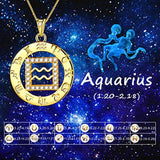 Zodiac Sign Necklace 925 Sterling Silver 12 Constellation Pendant & Rings Horoscope Astrology Jewelry Crystal Cubic Zirconia Birthday Gift