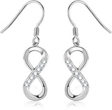 925 Sterling Silver Infinity Dangle Drop Earrings Love Round Cut CZ Diamond Jewelry Women Girls Gift for Mother’s Day