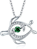 Turtles Necklace,925 Sterling Silver Cubic Zirconia Sea Turtle Pendant Necklaces for Women