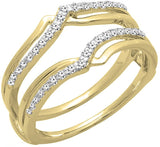0.25 Carat (ctw) 14K Gold Diamond Women Anniversary Wedding Band Enhancer Protect Double Ring 1/4 CT