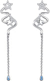 Elegant 925 Sterling Silver Long Tassel Dangle Drop Stud Earrings Shooting Star earring Jewelry Gift