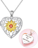 Sunflower Locket Necklace That Holds Pictures in Sterling Silver Pendant Necklace for Women