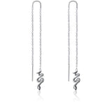 S925 Sterling Silver Threader Earrings for Women - Hypoallergenic Snake Long Chain Dangle Birthday Jewelry Gifts