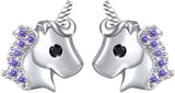 925 Sterling Silver Cute CZ Unicorn Stud Earrings Gift for Women Teens (Nickel Free)
