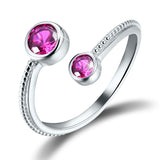 925 Sterling Silver Birthstone Adjustable Rings Birth Month Open Rings for Women and Girls