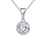 14k White Gold  Forever One CZ Pendant Necklace