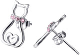 Cat Stud Earrings for Women Girls Sterling Silver Mini Pet Cats Earrings Jewelry Studs