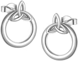 925 Sterling Silver Celtic Knot Circle Earrings Back Ear Cuffs Chic Stud Earring