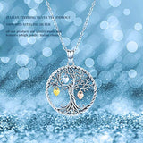 Tree of Life Necklace for Women Girls, 925 Sterling Silver Pendant Fruit of Life Fine Jewelry Gifts for Wife, Mum and Girlfriend