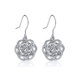 Sterling Silver Celtic Knot Vintage Triangle Round Drop Wire Dangle Earrings | Classical Polished Good Luck Jewelry
