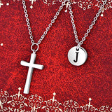 Sideways Cross Necklace Sterling Silver J Letter Initial Pendant Multilayer Chain Layered Jewelry