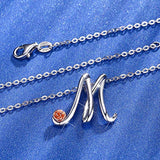 925 Sterling Silver Initial Letter pendant Necklace for Women Cursive Script Name Pendant Jewelry Gift (Letter M)