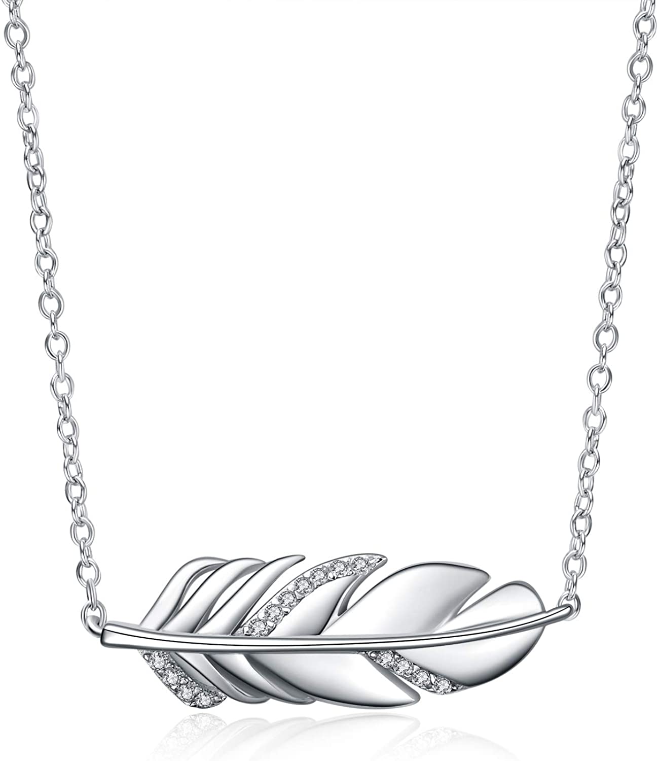 Feather choker necklace Sterling Silver Dainty Choker Pendant Necklace Jewelry Gifts for Women Girls