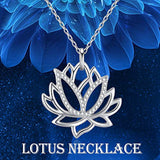 Silver Flower Necklace for Women, 925 Sterling Lotus Pendant, Best Jewelry Gifts for Mom/Wife/Grandma/Girlfriend