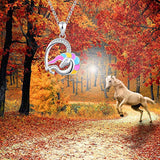 925 Sterling Silver Lovely Animal Horse Necklace Love Gifts Heart Pendant Necklaces for Women Girls