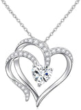 925 Sterling Silver Cubic Zirconia Heart Pendant Necklace for Women Birthday Gifts