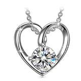 925 Sterling Silver Cubic Zirconia Heart Necklaces for Women