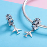 S925 sterling silver zirconia airplane travel dream charms