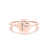 14K Rose Gold Plated Initial 925 Sterling Silver Ring Stackable Rings For Women Rings