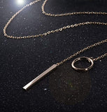 Sterling Silver Lariat Bar Necklace Open Circle Y Necklace Vertical Bar Looped Long Necklace