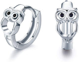 Owl Earrings Owl jewelry 925 Sterling Silver Hoop Huggie Earrings Owl Gift For Women