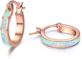 Sterling Silver Opal Hoop Earrings Hypoallergenic Huggie Earrings - Tiny/Mini Cartilage Pierced Huggie HoopsJewelry Gift for Women