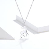 S925 Sterling Silver Fawn Pendant Necklace White Gold Plated Necklace