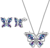 Butterfly Jewelry Women 925 Sterling Silver Butterflies Necklace/Earrings Wedding Gift
