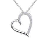 14k White Gold Moeissanit Heart Pendant Necklace For Women