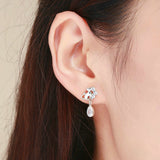 Hot Sale 925 Sterling Silver Dazzling CZ Guardian Cat Stud Earrings for Women Fashion Sterling Silver Jewelry