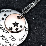I Love You Forever Heart Pendant Necklace Sterling Silver with Star for Women