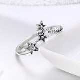 S925 Sterling Silver Star Wish Ring Oxidized Zircon Ring