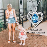 Mothers Birthday Gifts 925 Sterling Silver Always My Mother Forever My Friend Love Infinity Heart Pendant Necklace with Blue Crystal,Mom Daughter Jewelry Gifts