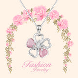 Flower Cubic Zirconia pendant necklace pink color gemstone necklace