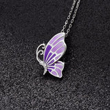 Sterling Silver Pendant Necklace Wings with Cubic Zirconia Stones