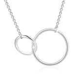 S925 Sterling Silver CZ Interlocking Circles Infinity Pendant Necklace Cubic Zirconia Two Circles Pendant with Necklace for Women and Girls