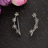 Women's 925 Sterling Silver 4 Hibiscus Flowers Ear Cuff Wire Wrap Sweep Hook Earrings