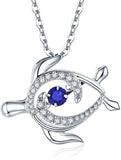 Turtles Necklace,925 Sterling Silver Cubic Zirconia Sea Turtle Pendant Necklaces for Women