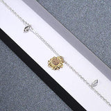 Sunflower Anklet  - S925 Sterling Silver Jewelry Sunflower Bracelets For Women Girls You Are My Sunshine I Love You