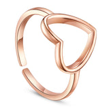 Hollow Heart Cuff Ring 925 Sterling Silver 24K Gold/Rose Gold Plated Open Rings for Woman,Adjustable