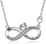 Infinity Mother& Child Pendant Necklace S925 Sterling Silver Forever Love”Christmas Jewelry Gifts for Women Girls