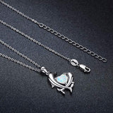 Dolphin Necklace, S925 Sterling Silver Synthetic Opal necklace Heart Opal Pendant Necklace Animal Necklace Mother's Day Gifts for Dolphin Lover Women