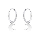 Hoop Earrings 925 Sterling Silver Polished Star/Cross/Moon Circle Endless Earrings 15mm Dangle Hoops Diameter Jewelry