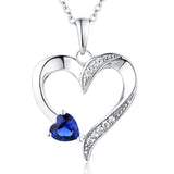 Heart Necklace 925 Sterling Silver Love Heart Pendant with 5MM5MM Heart Blue Sapphire/Ruby/Pink/Amethyst/Emerald/Zirconia Birthstone Women Jewelry
